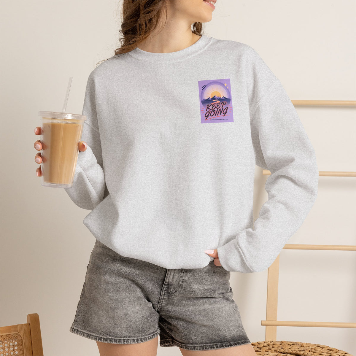 Keep Going Mountain Graphic Crewneck Sweatshirt