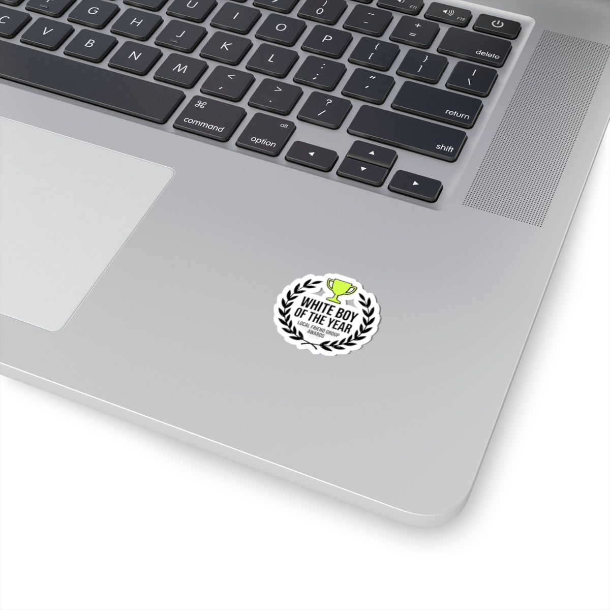White Boy of the Year Kiss-Cut Stickers, minimal meme, black on white