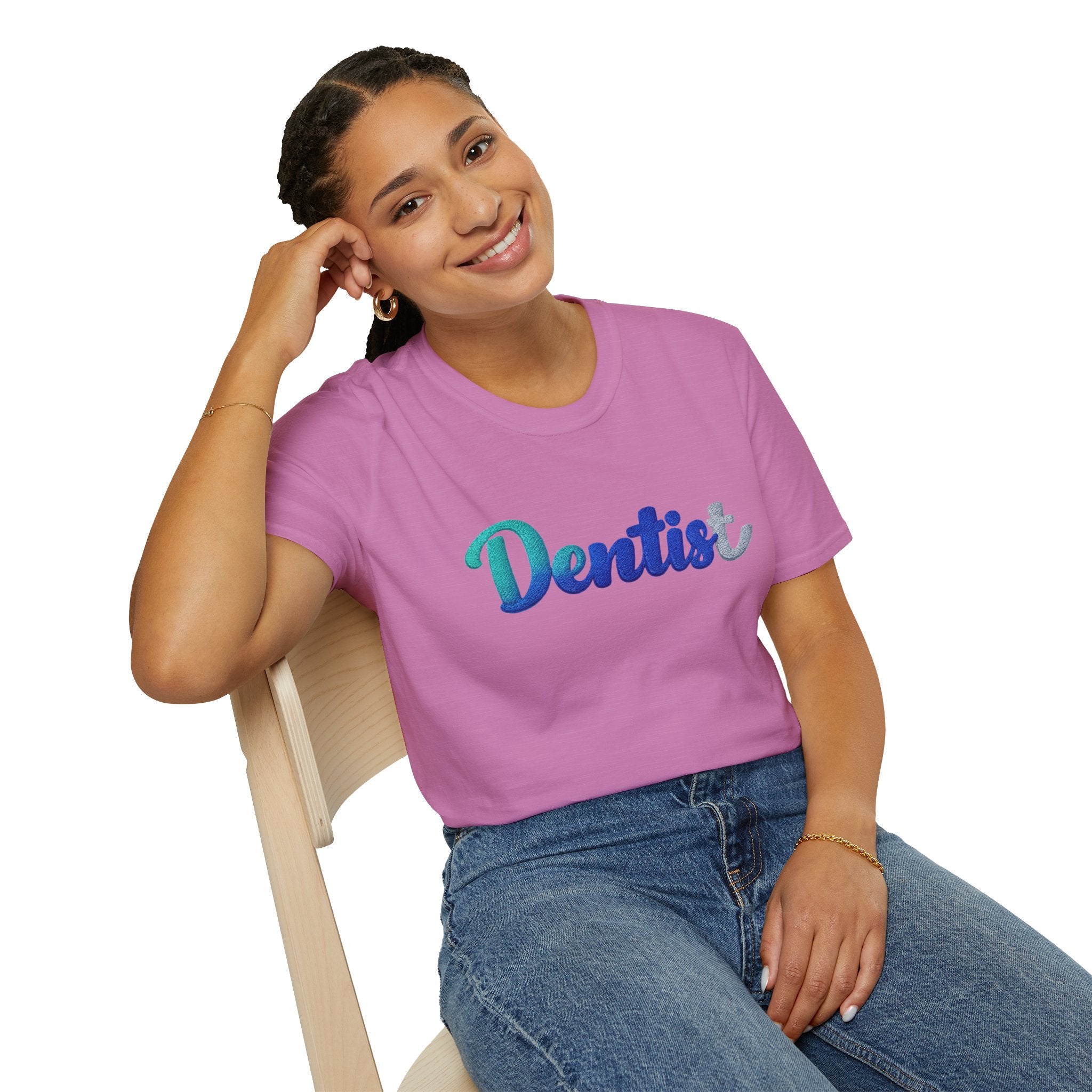 T-shirt dentiste — T-shirt script dentaire en dégradé pour hygiénistes et dentistes