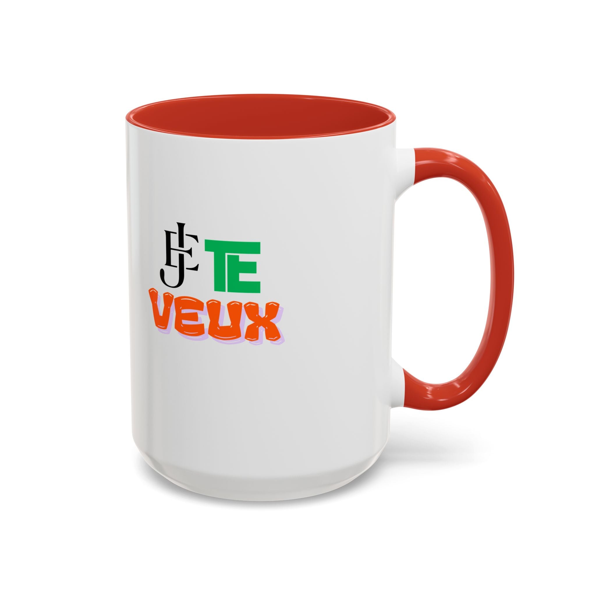 French Phrase Accent Mug — "Je Te Veux" Colorful Ceramic Coffee Mug (11/15oz)