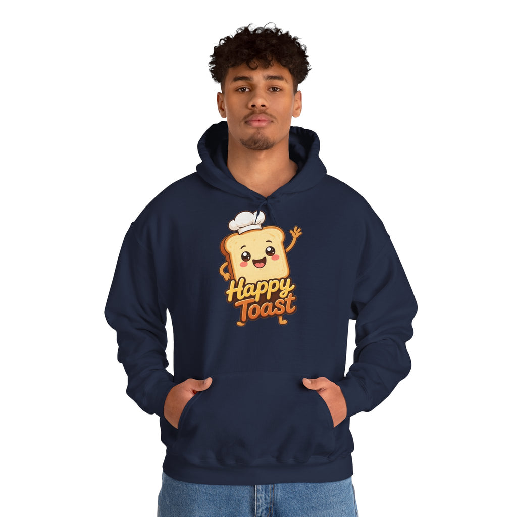 Happy Toast Cartoon Graphic Hoodie – Unisex Pullover
