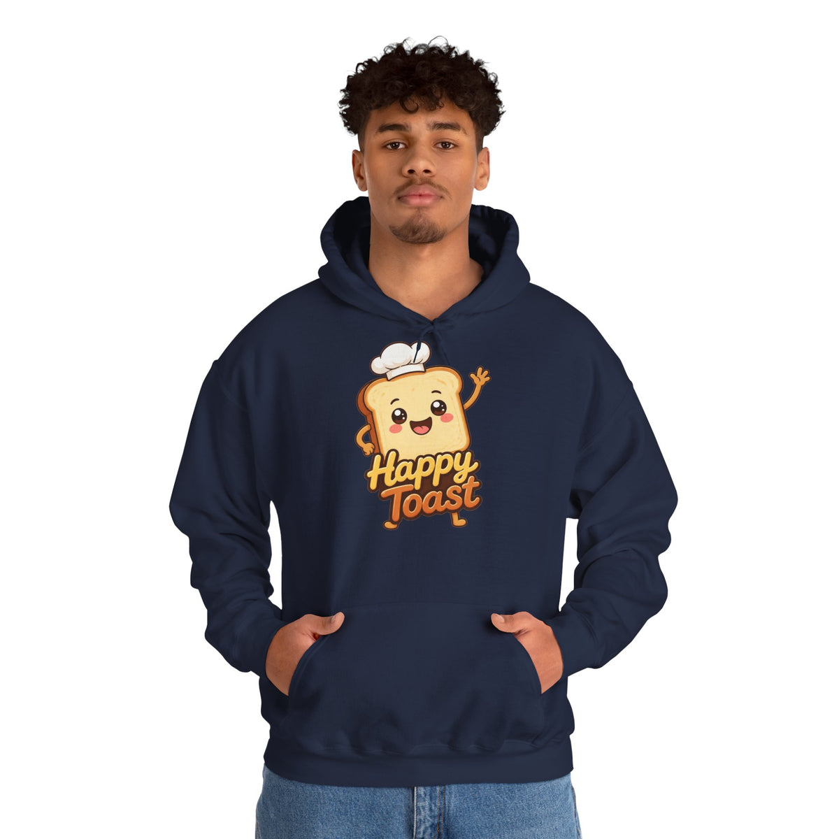 Happy Toast Cartoon Graphic Hoodie – Unisex Pullover