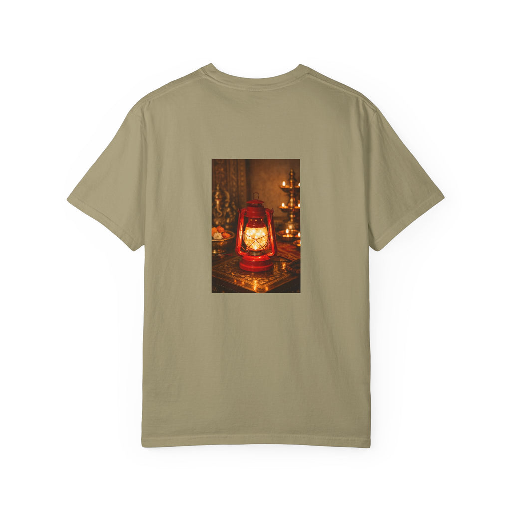 Lantern Altar T-Shirt — Vintage Oil Lantern Prayer Tee