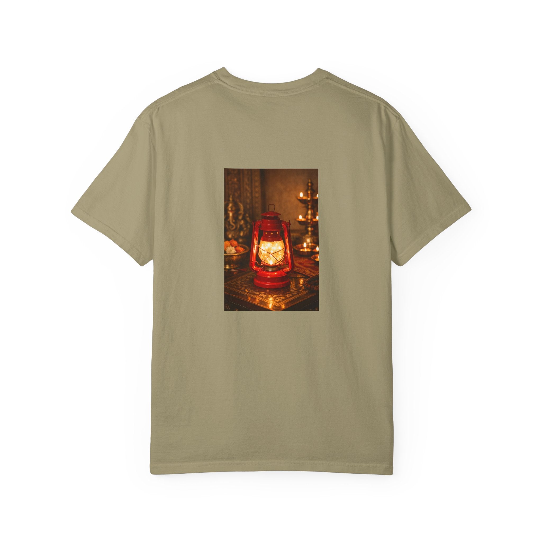 Lantern Altar T-Shirt — Vintage Oil Lantern Prayer Tee