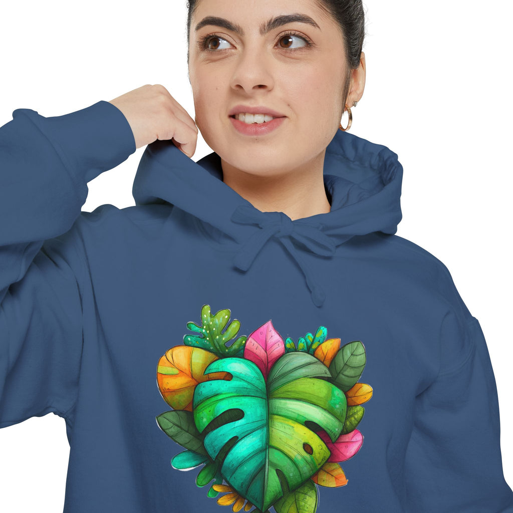 Leaf Heart Hoodie — Tropical Botanical Graphic Sweatshirt