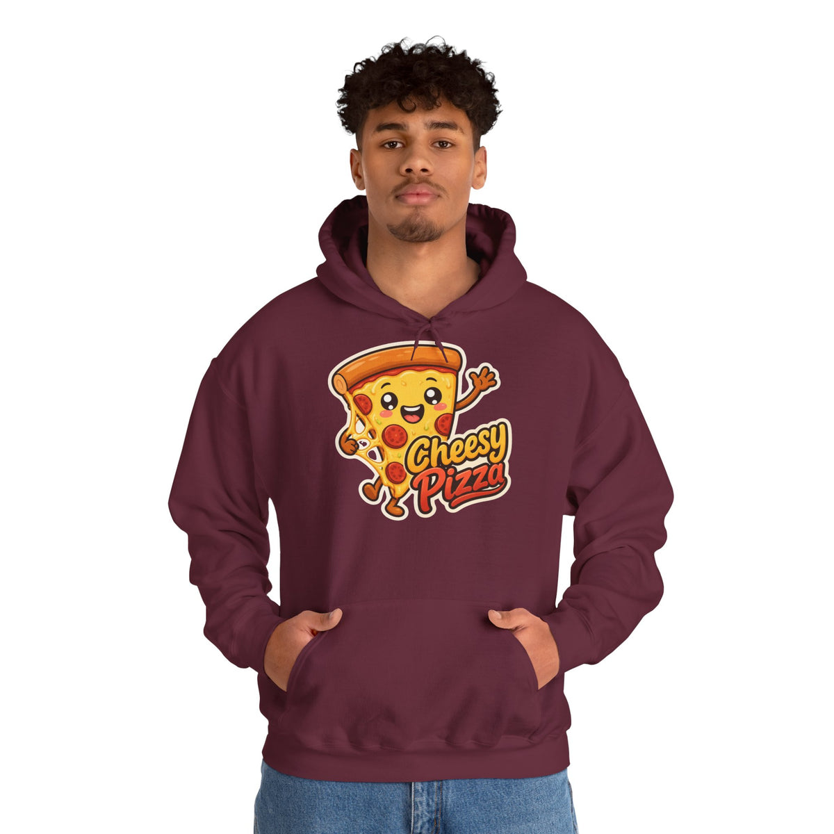 Cheesy Pizza Graphic Pullover Hoodie – Unisex