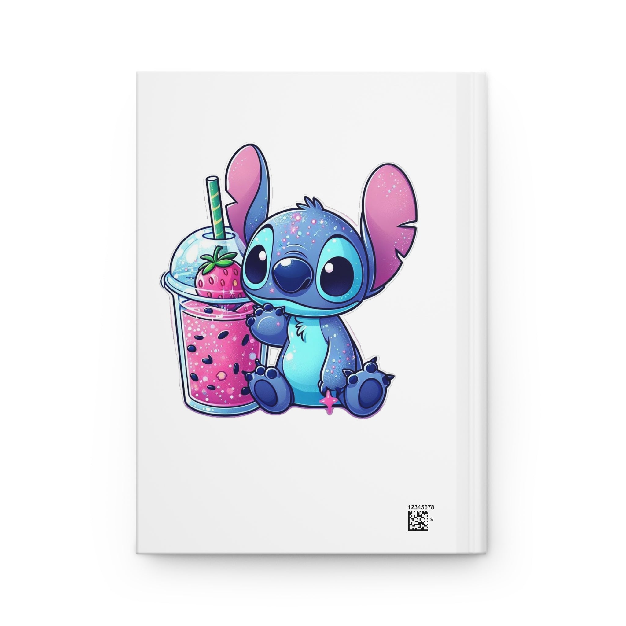 Cute Blue Alien Journal with Strawberry Boba Illustration – Hardcover Notebook