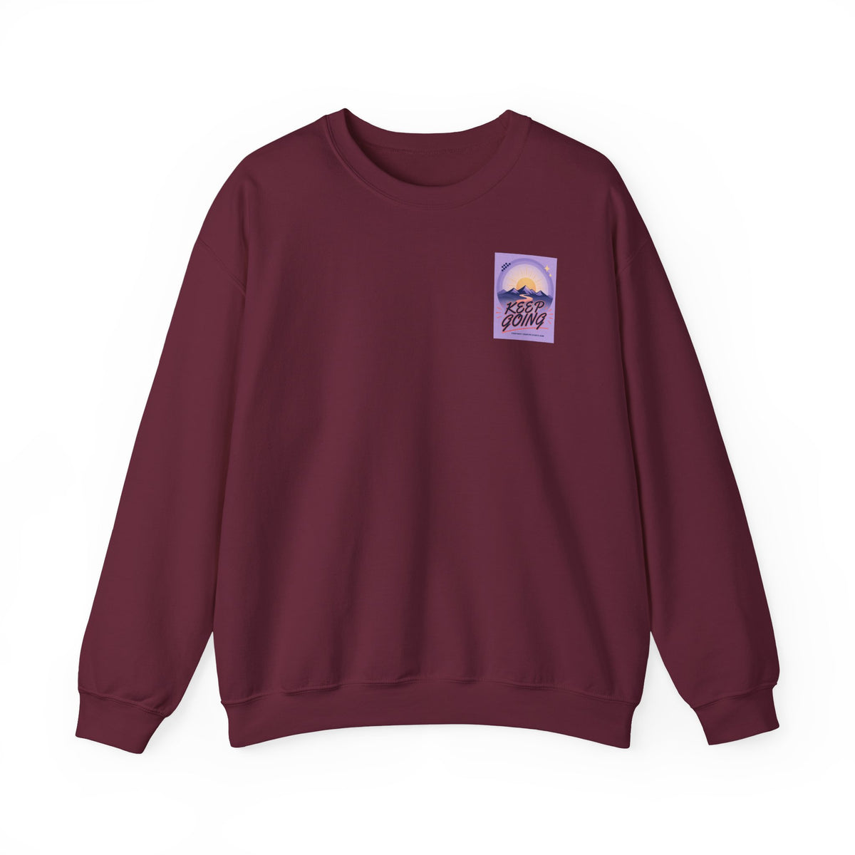 Sweat-shirt col rond à motif montagne « Continuez votre chemin »