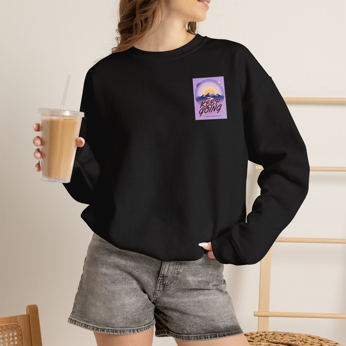 Keep Going Mountain Graphic Crewneck Sweatshirt