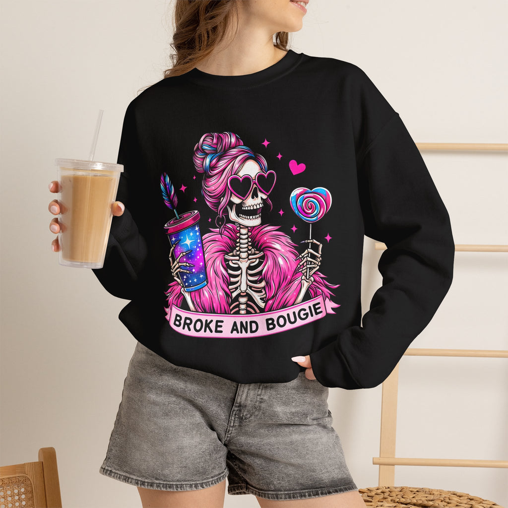 Broke and Bougie Skeleton Crewneck Sweatshirt