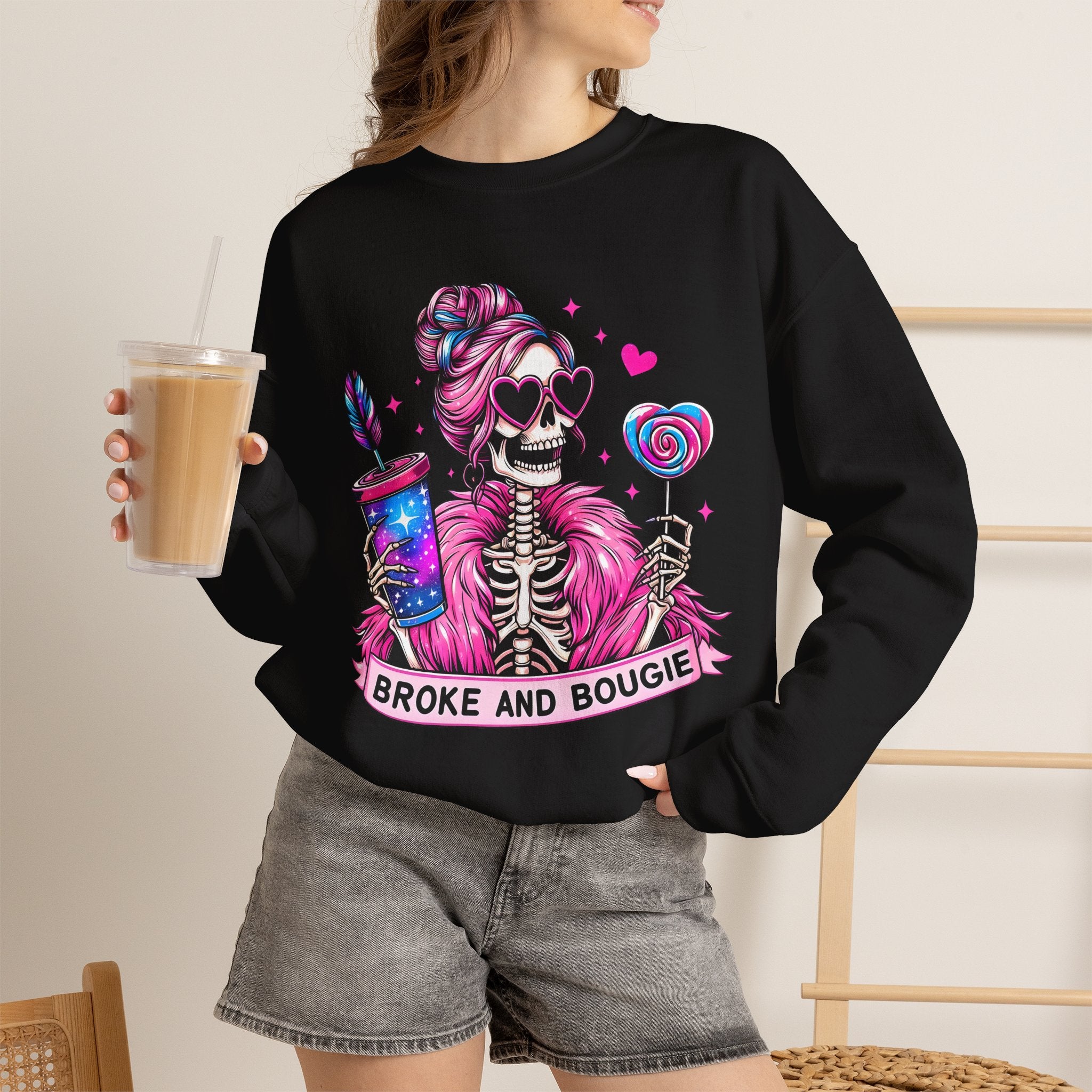 Broke and Bougie Skeleton Crewneck Sweatshirt