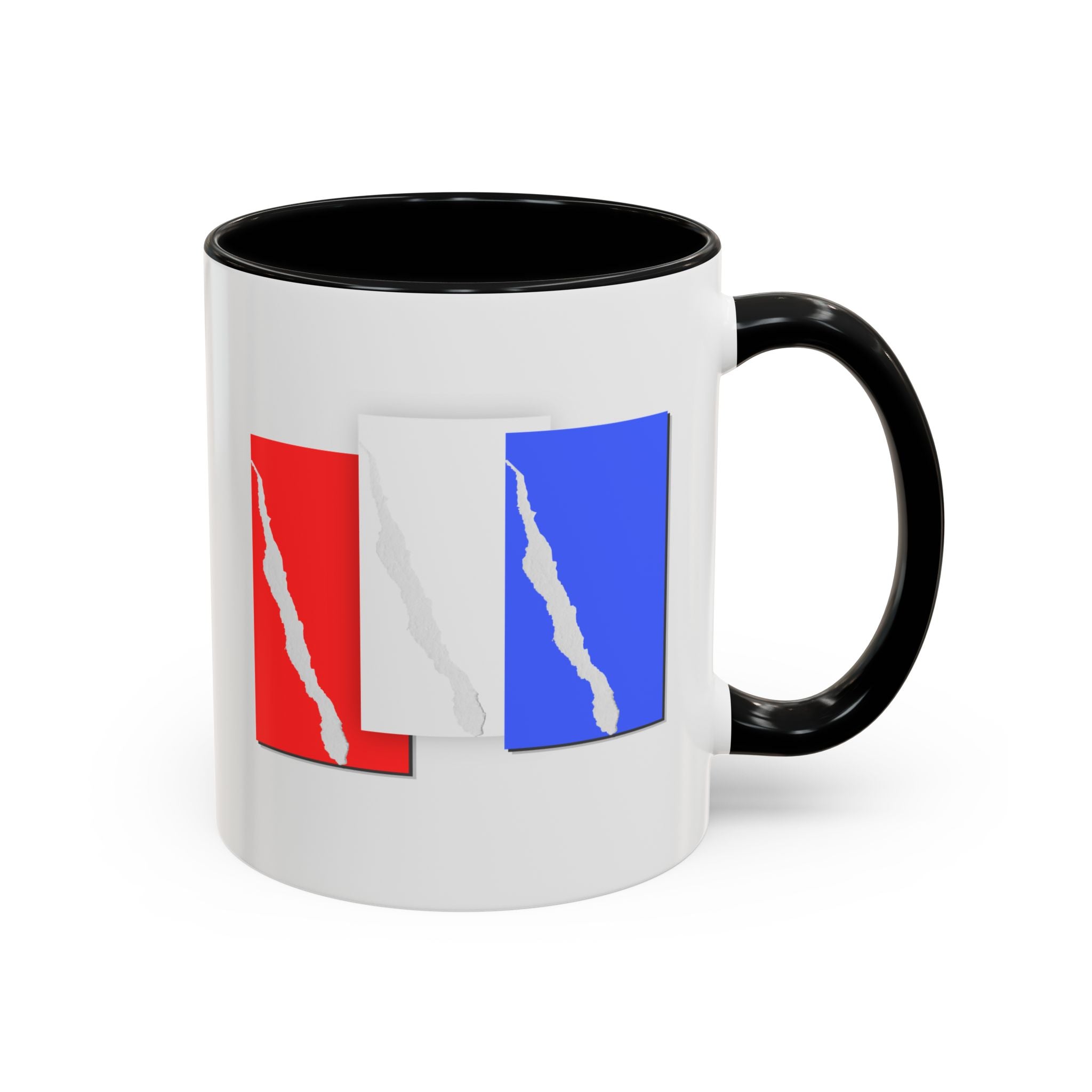 Accent Coffee Mug — Red, White & Blue Abstract Stripe Design (11/15oz)