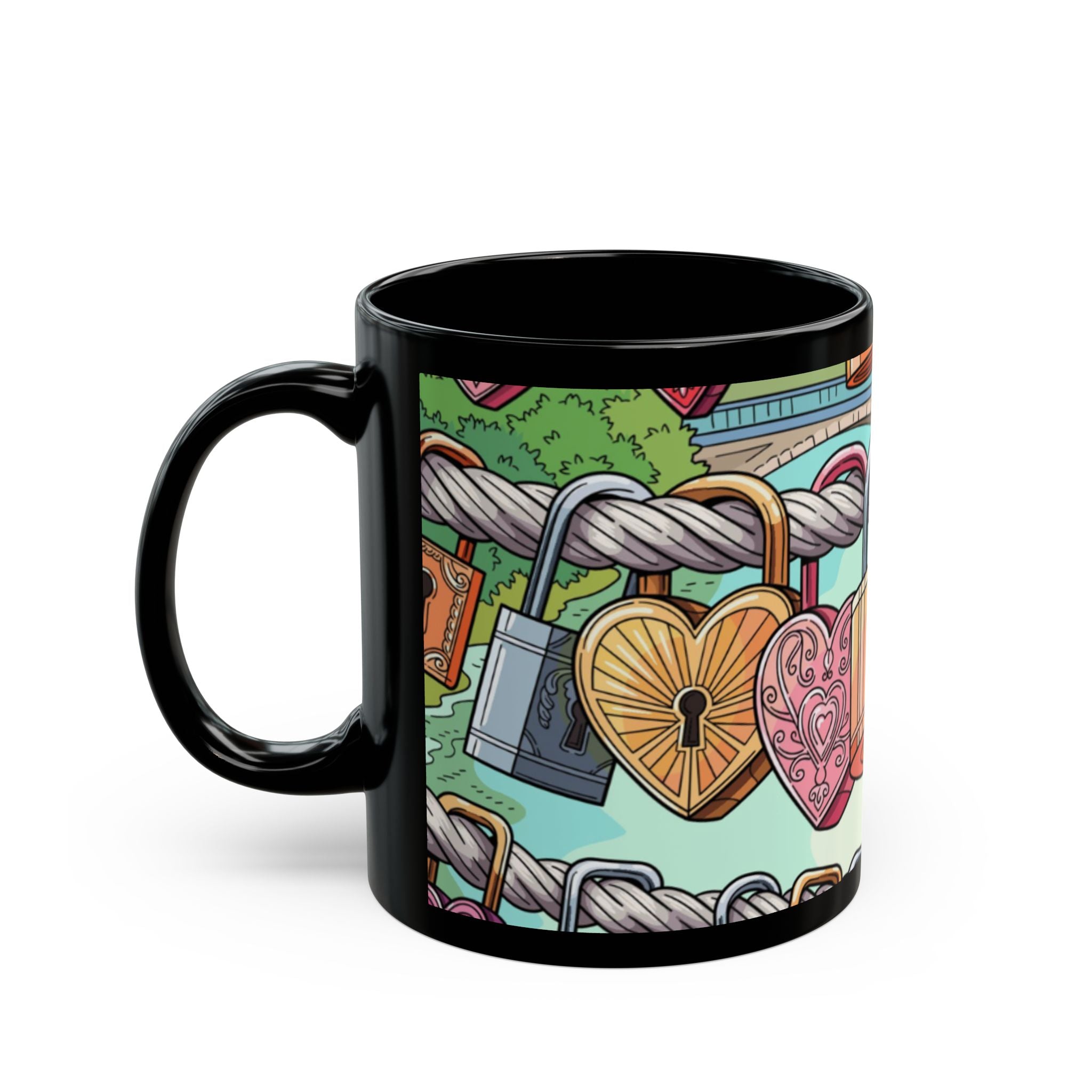 Heart Lock Love Mug — Romantic Padlock Design Coffee Cup (11oz/15oz)