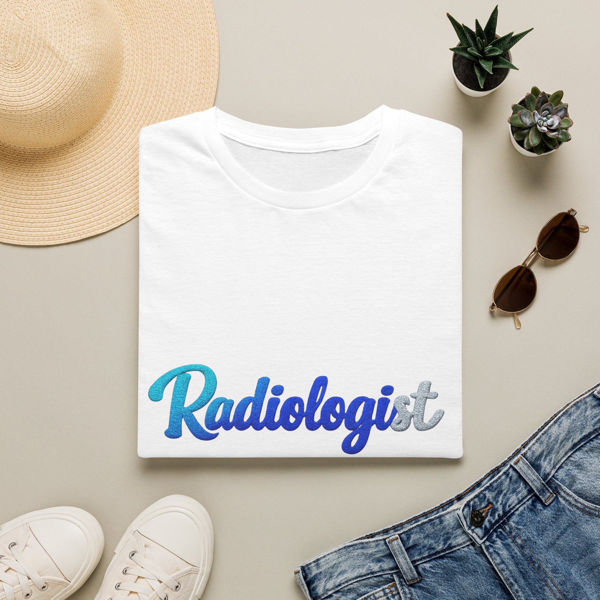 Radiologist Script T-Shirt — Gradient Blue Medical Tech Tee