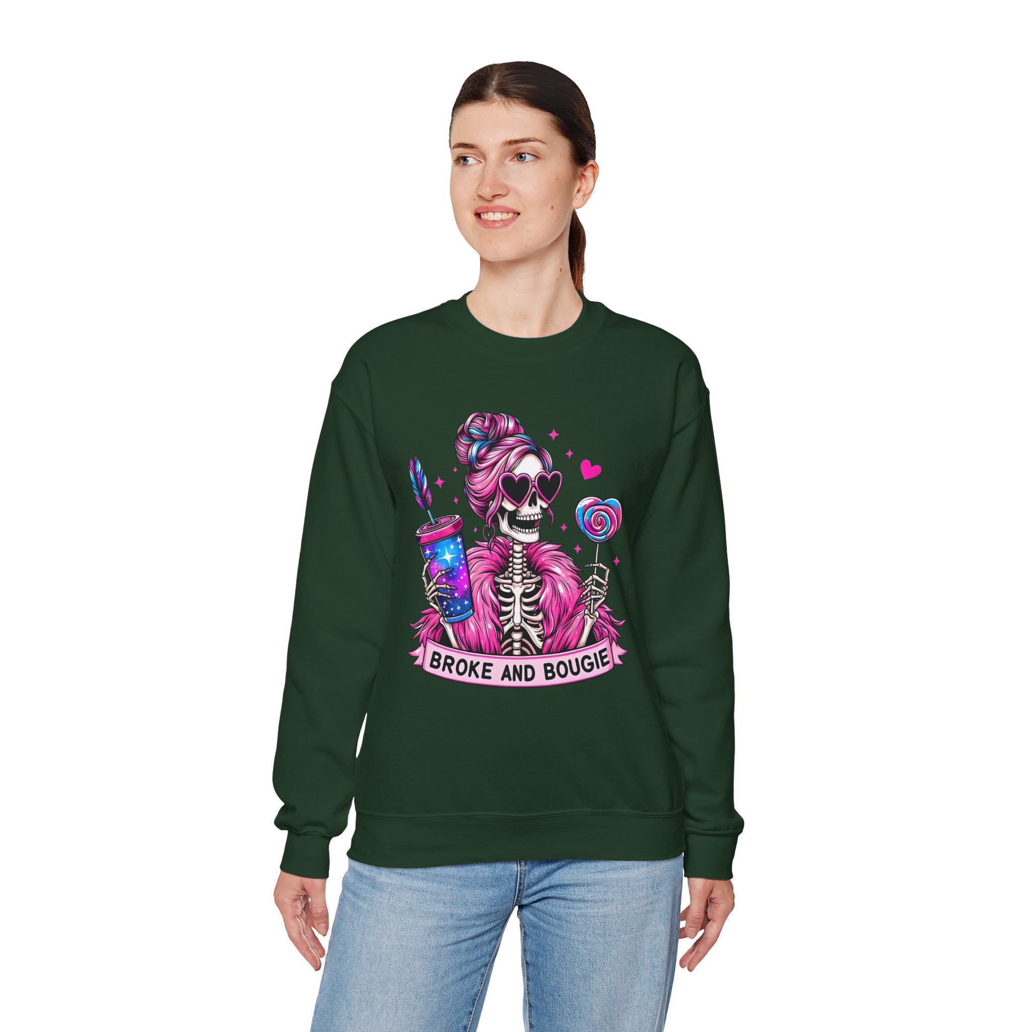Broke and Bougie Skeleton Crewneck Sweatshirt