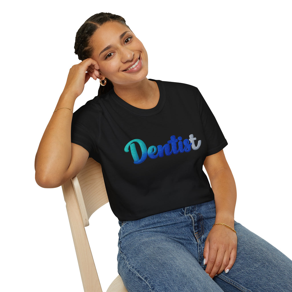 T-shirt dentiste — T-shirt script dentaire en dégradé pour hygiénistes et dentistes