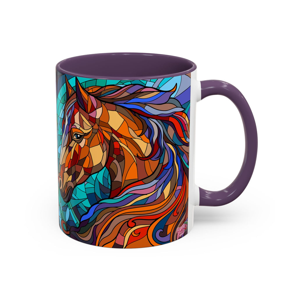 Stained Glass Horse Accent Coffee Mug – Colorful Equine Art (11/15 oz)