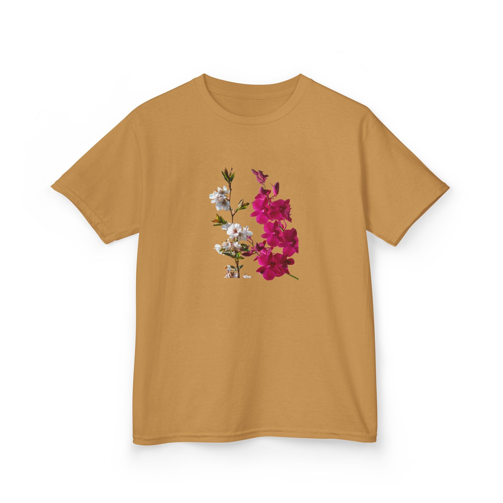 Kids Floral Tee — Pink Bougainvillea Graphic Cotton Shirt