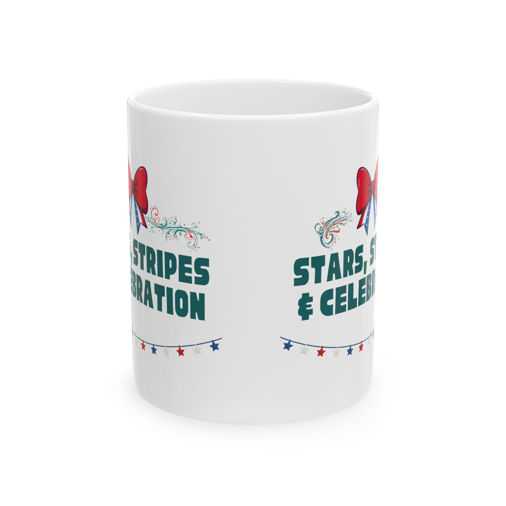 Ceramic Mug - "Stars, Stripes & Celebration" Patriotic 11oz/15oz Coffee Cup