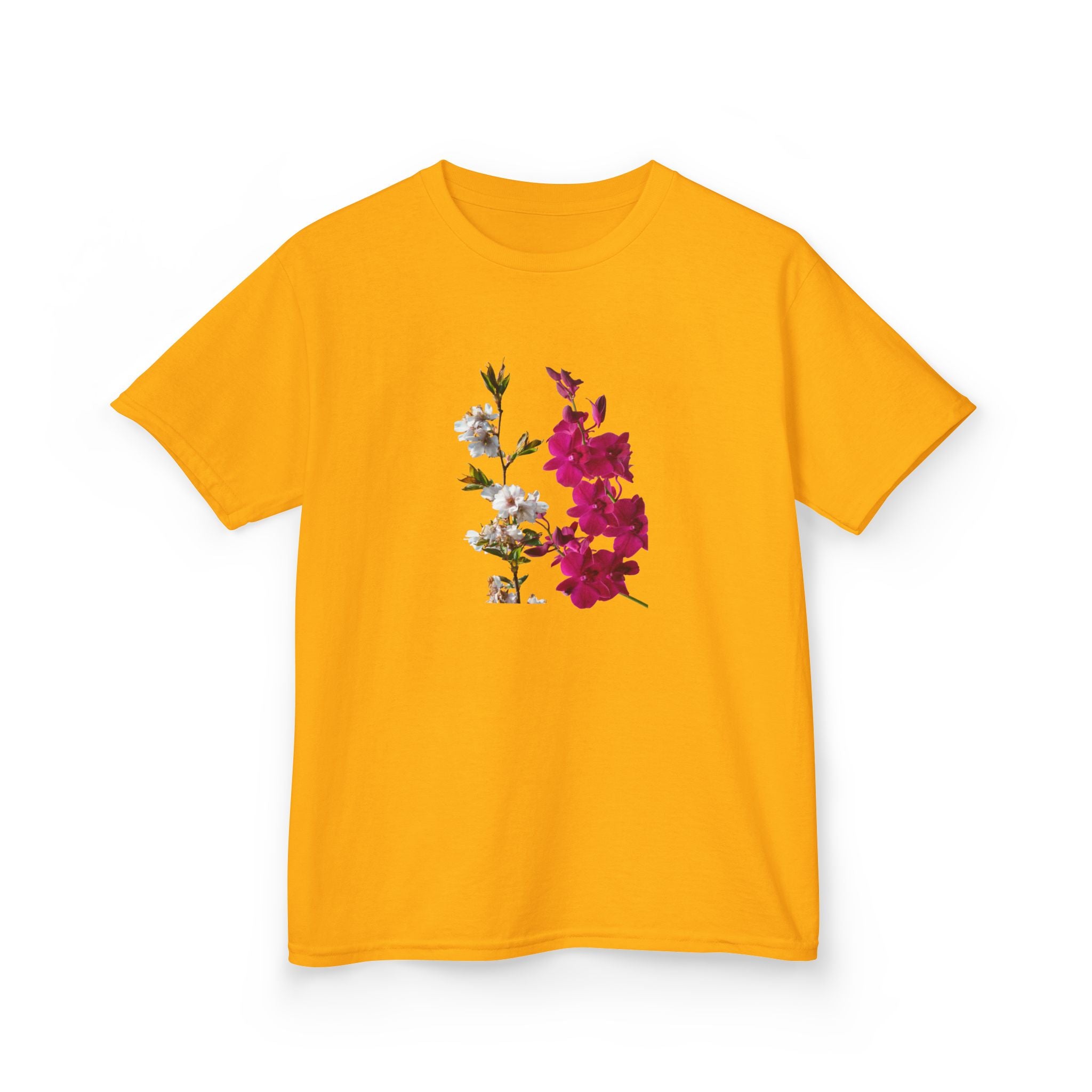 Kids Floral Tee — Pink Bougainvillea Graphic Cotton Shirt