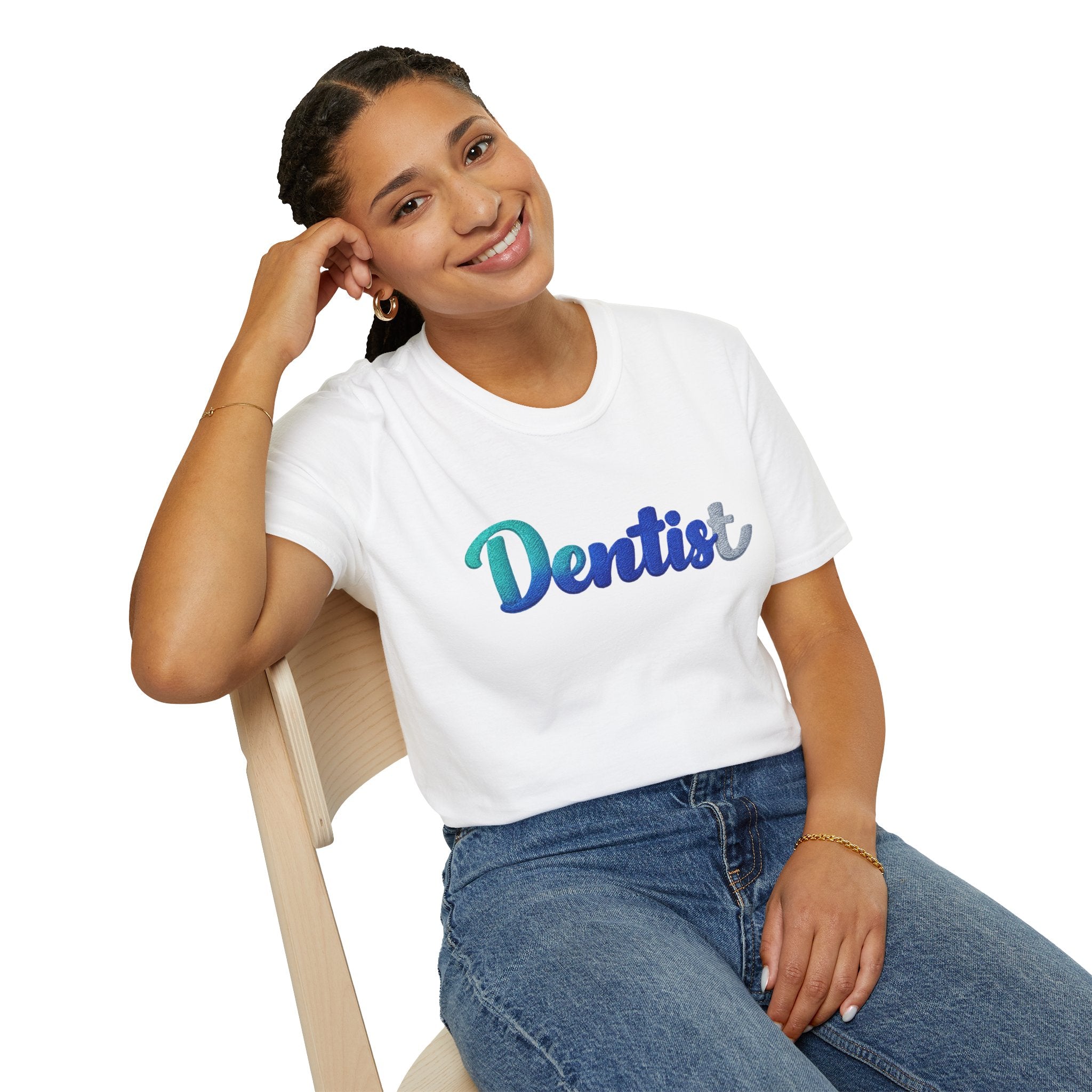 T-shirt dentiste — T-shirt script dentaire en dégradé pour hygiénistes et dentistes