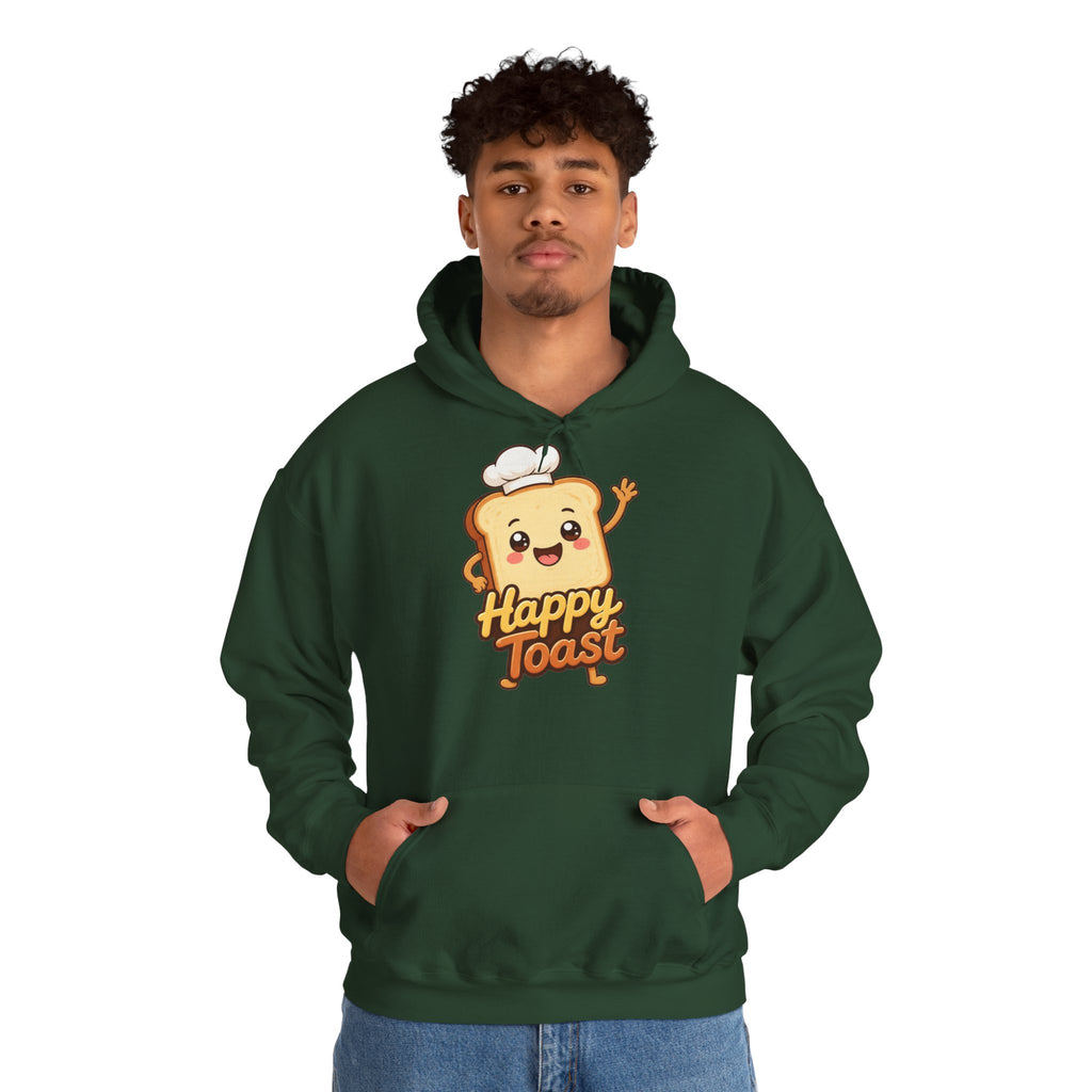 Happy Toast Cartoon Graphic Hoodie – Unisex Pullover