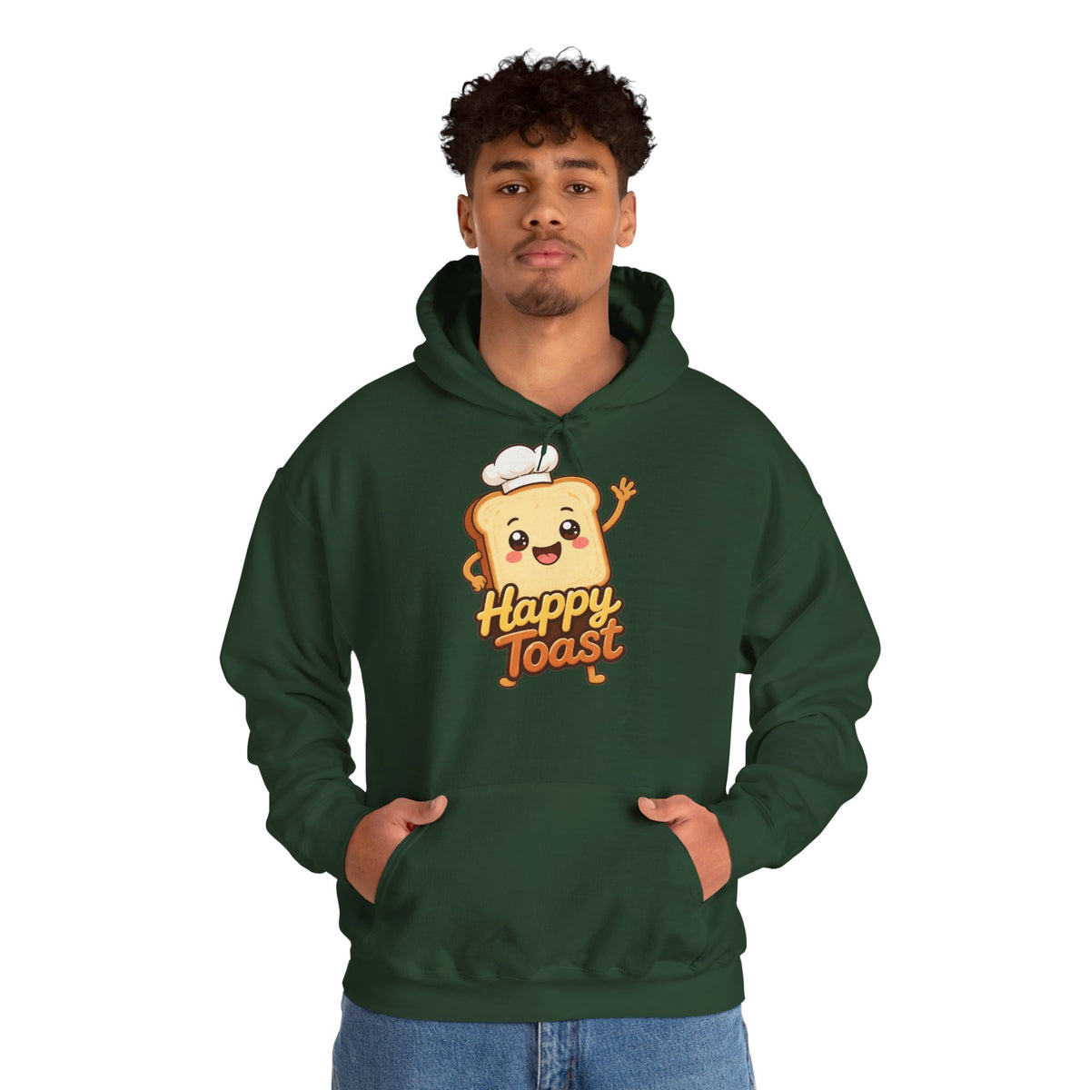 Happy Toast Cartoon Graphic Hoodie – Unisex Pullover