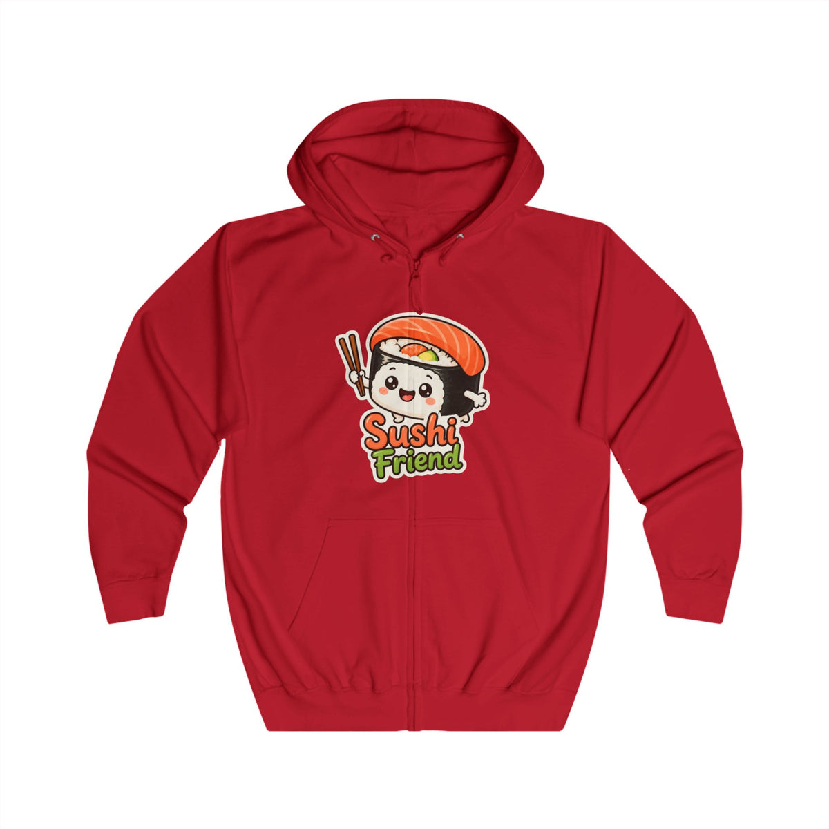 Sushi Friend Graphic Zip-Up Hoodie – Unisex