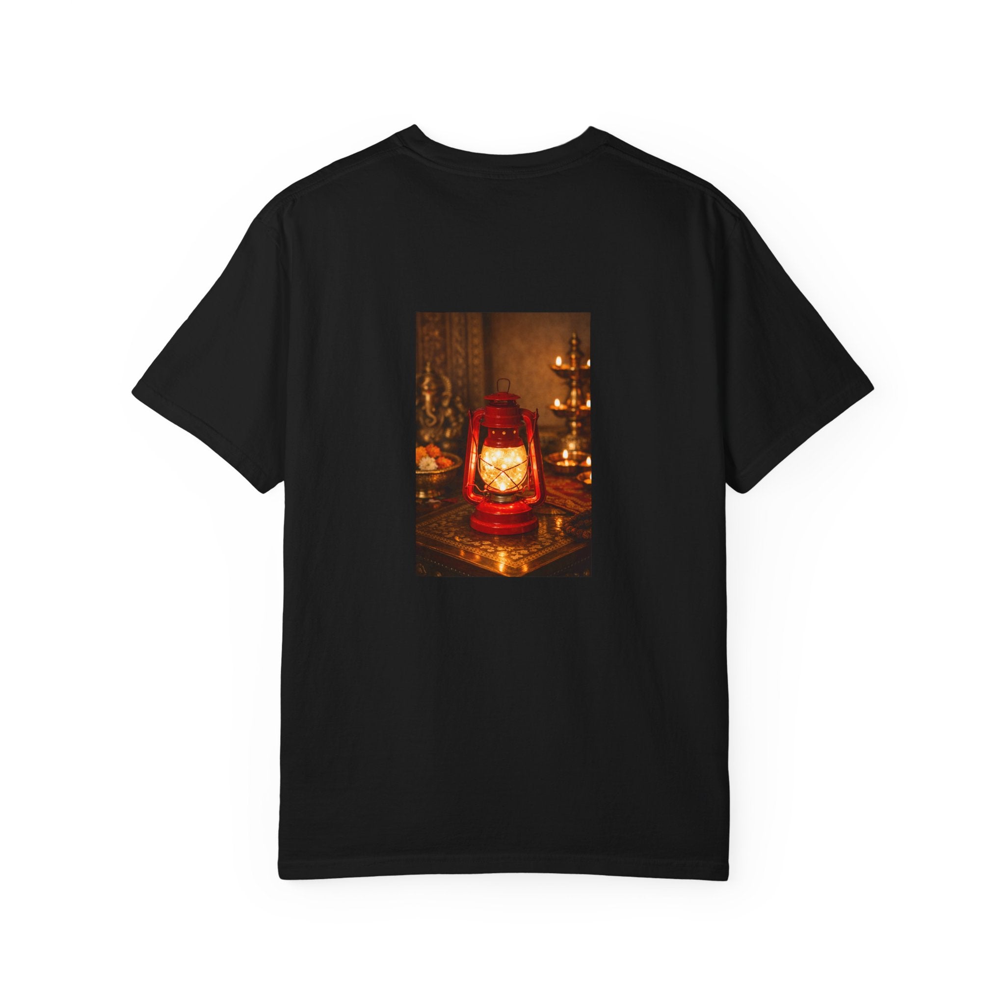 Lantern Altar T-Shirt — Vintage Oil Lantern Prayer Tee