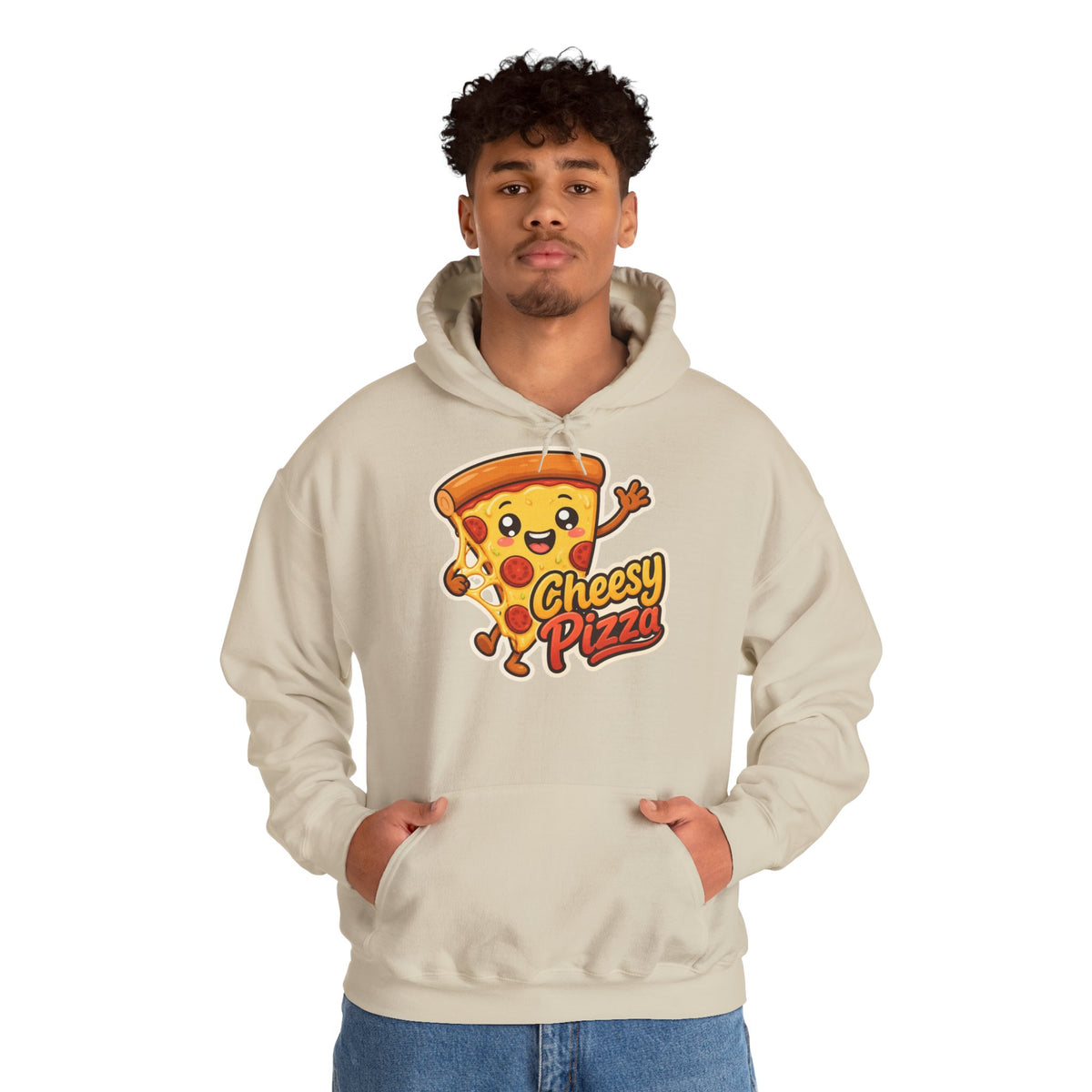 Cheesy Pizza Graphic Pullover Hoodie – Unisex