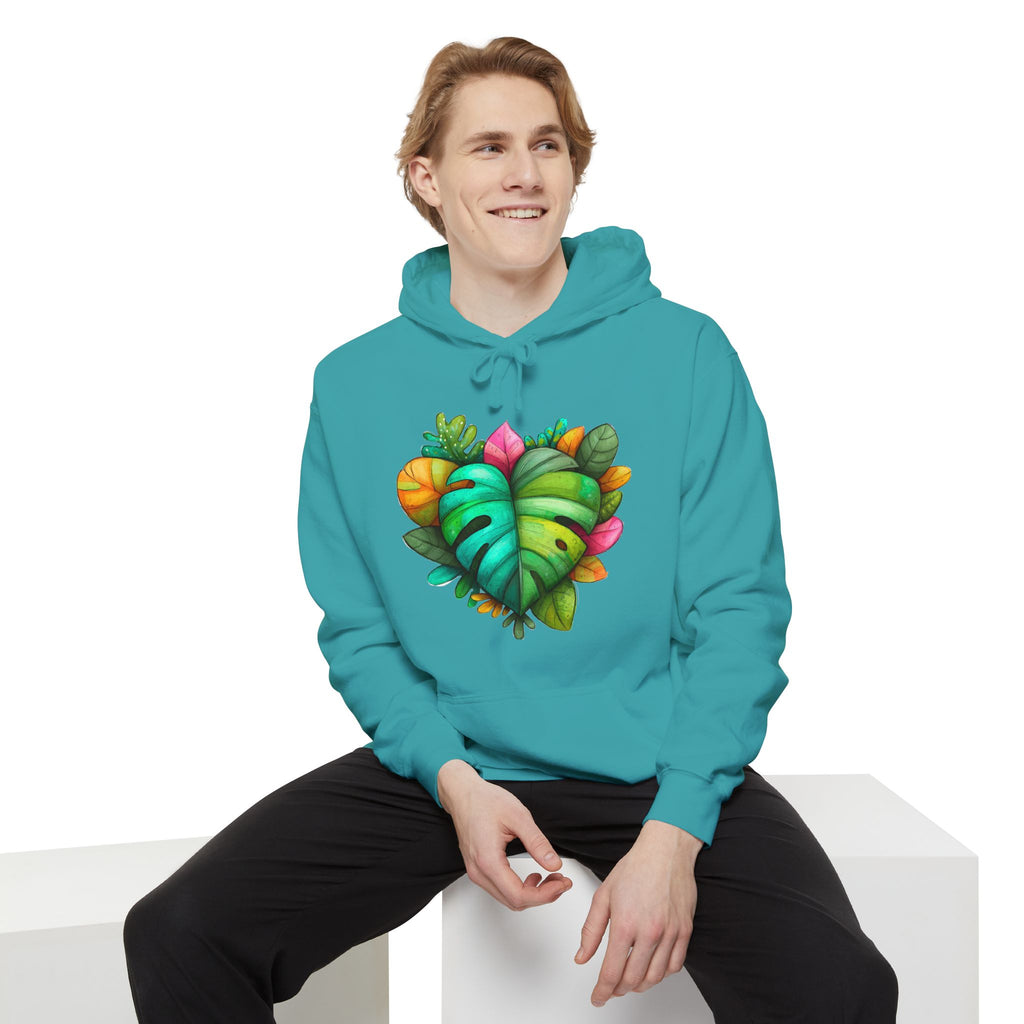 Leaf Heart Hoodie — Tropical Botanical Graphic Sweatshirt