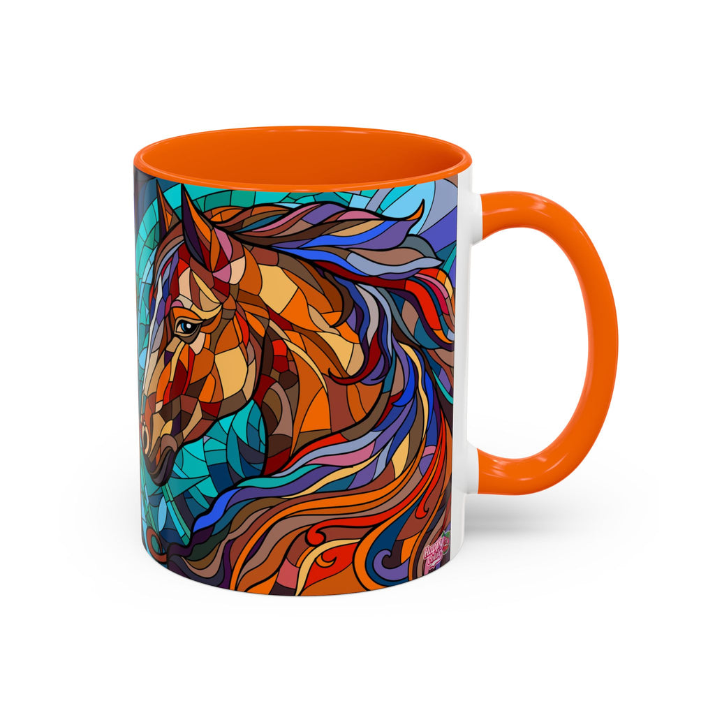Stained Glass Horse Accent Coffee Mug – Colorful Equine Art (11/15 oz)