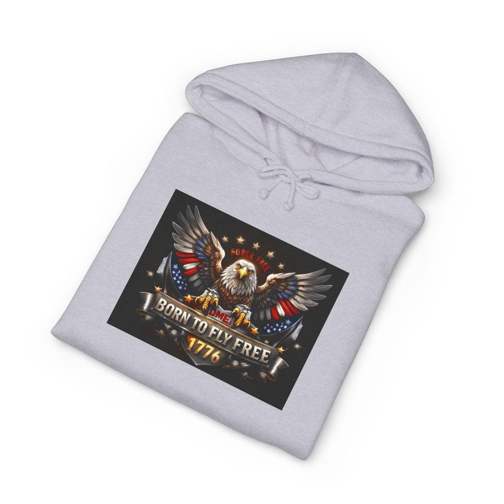 Patriotic Eagle Hoodie - "Born to Be Free 1776" American Flag Sweatshirt