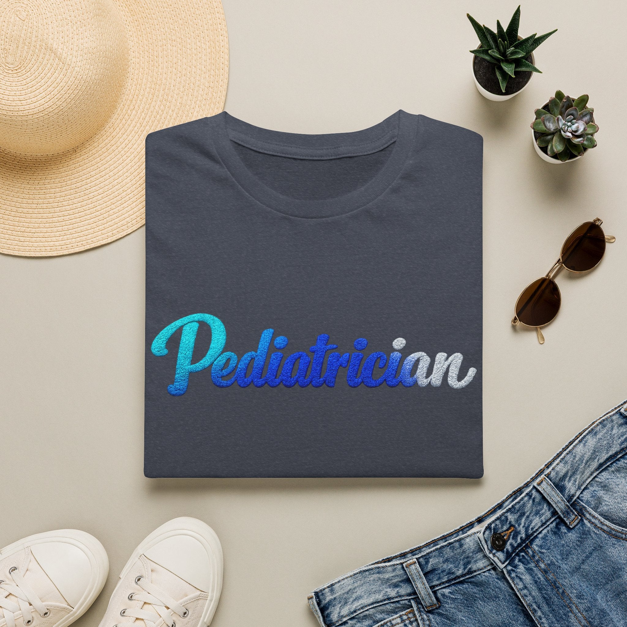 Pediatrician Script Tee — Blue Gradient Pediatric Doctor Shirt