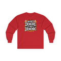Long Sleeve Tee — "I'm Not Demure I'm Demonic" Halloween Graphic