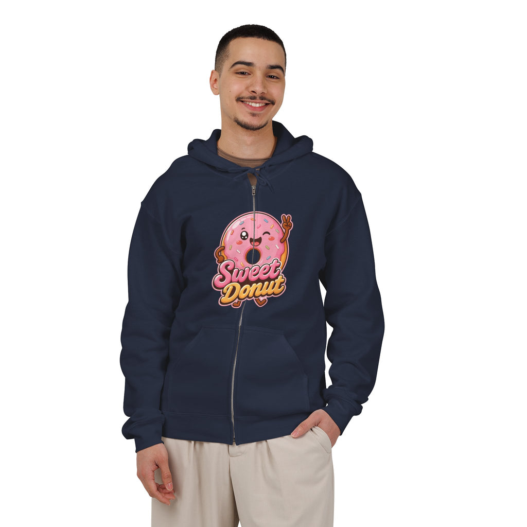 Sweet Donut Graphic Zip-Up Hoodie – Unisex