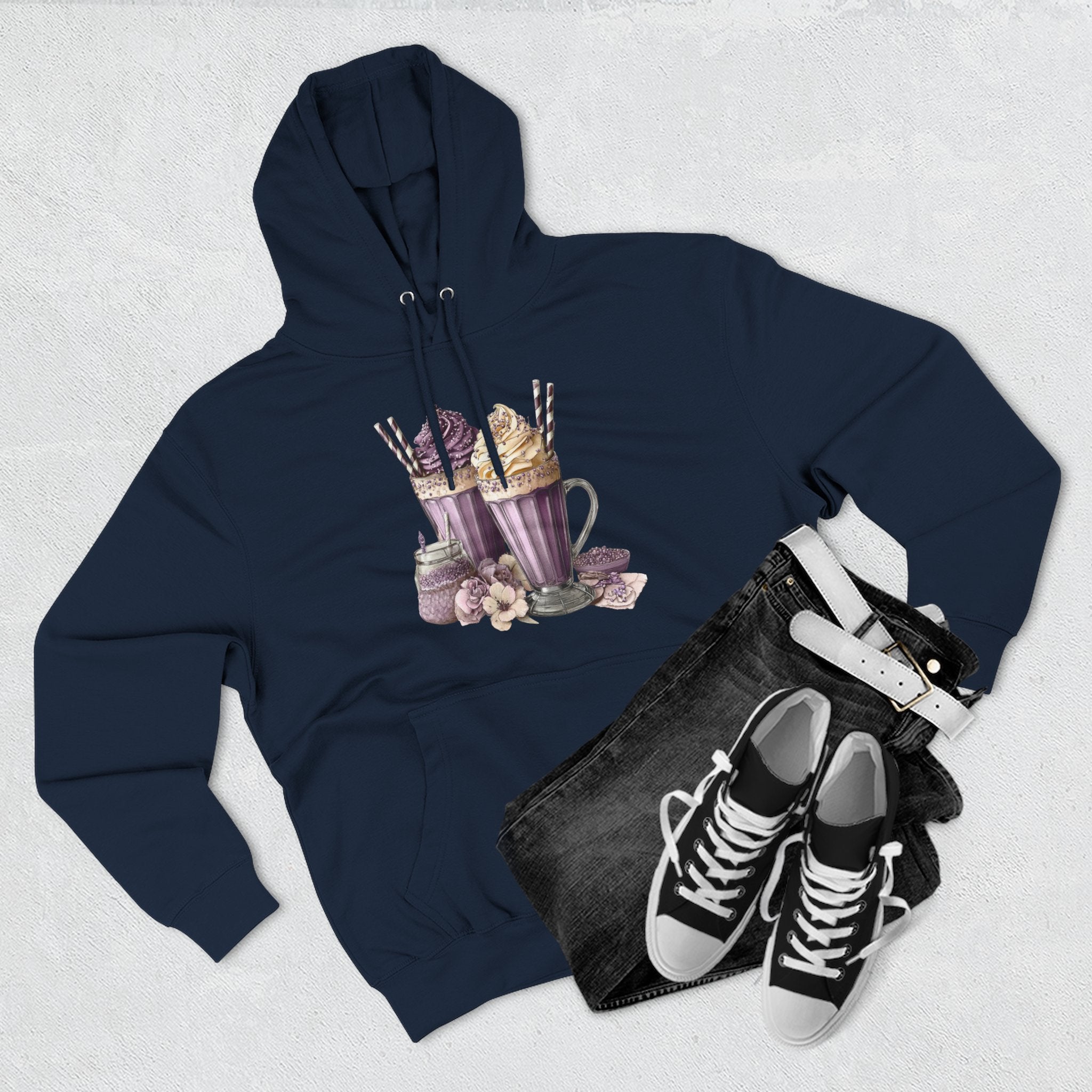 Hot Cocoa & Marshmallow Hoodie — Cozy Dessert Drink Graphic Hoodie