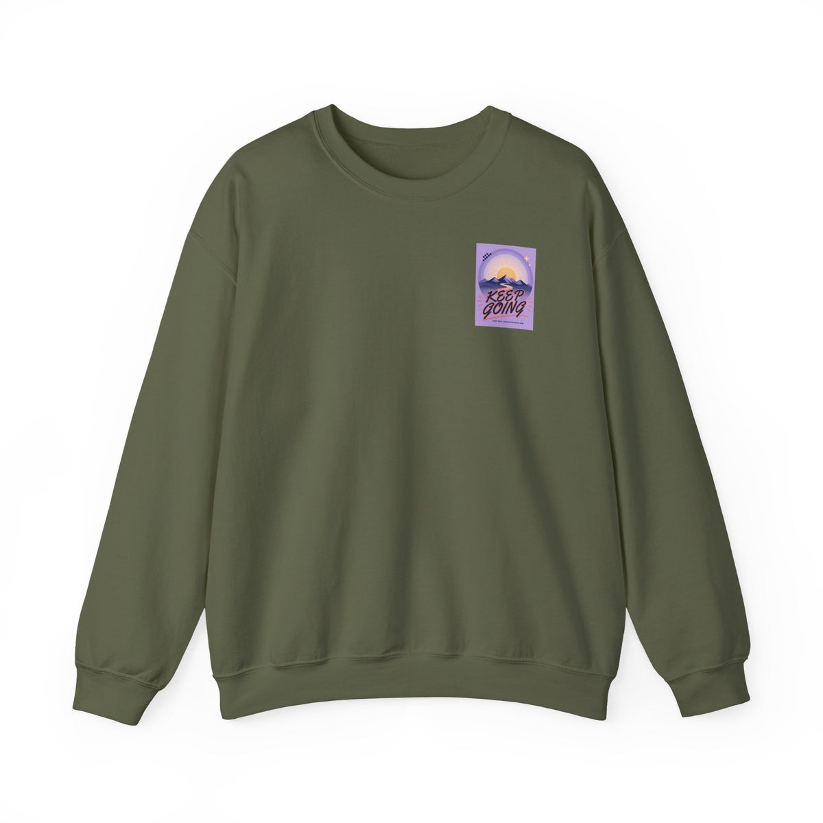 Sweat-shirt col rond à motif montagne « Continuez votre chemin »