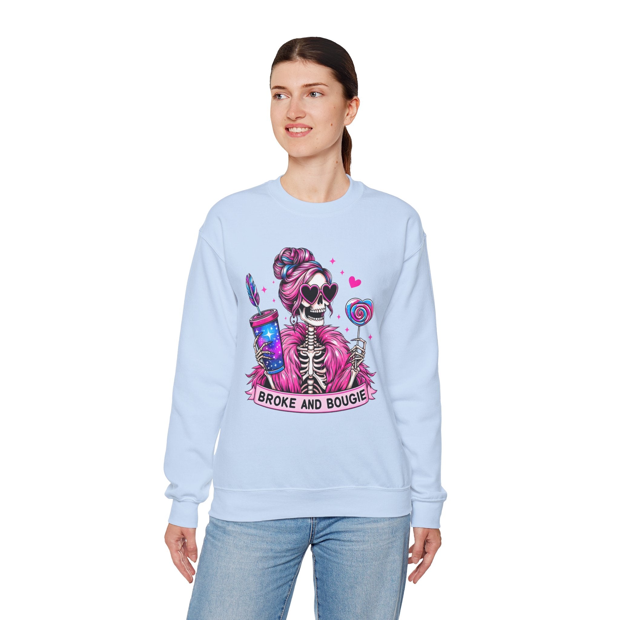 Broke and Bougie Skeleton Crewneck Sweatshirt