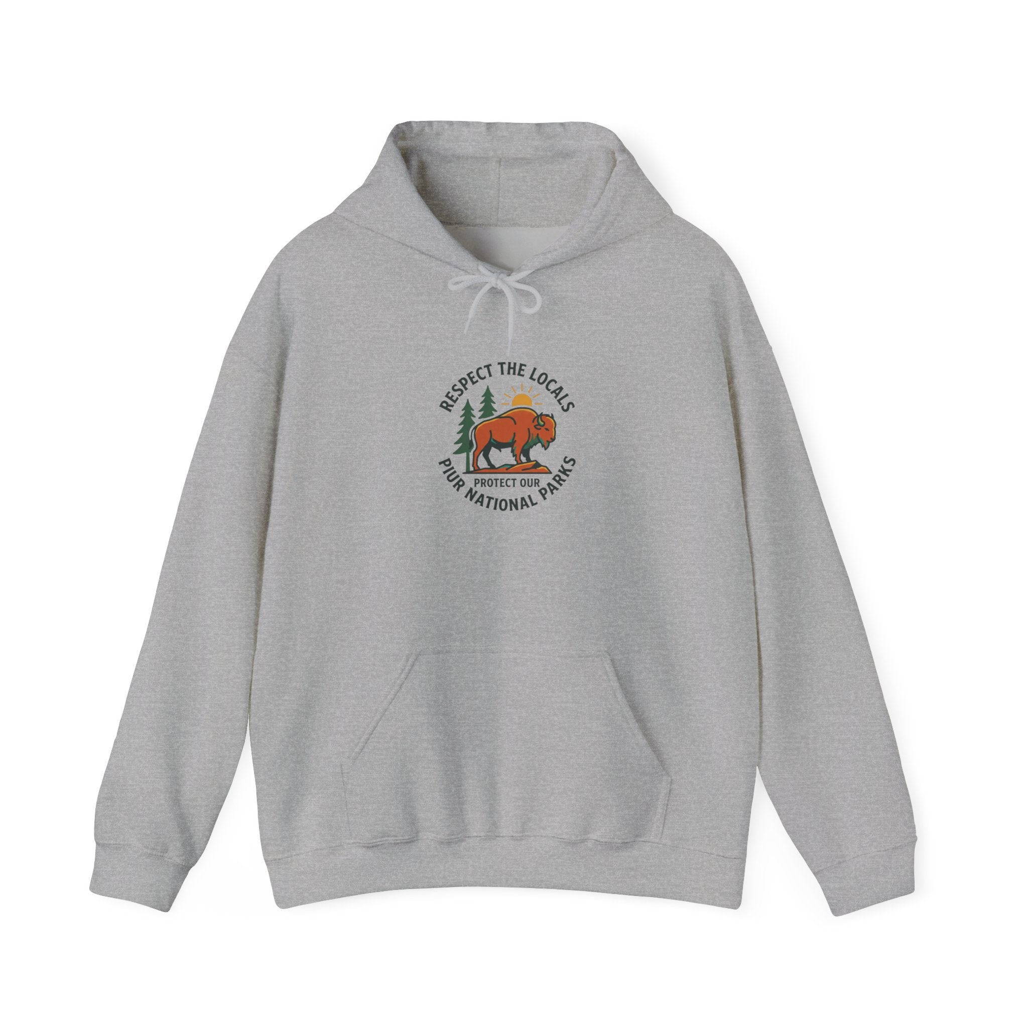 Respect the Locals bison badge Hoodie | Protect Our Parks, national parks, leave no trace