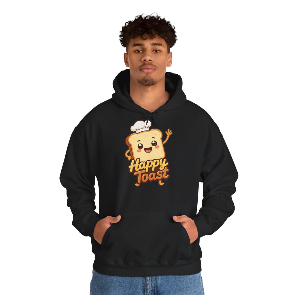 Happy Toast Cartoon Graphic Hoodie – Unisex Pullover