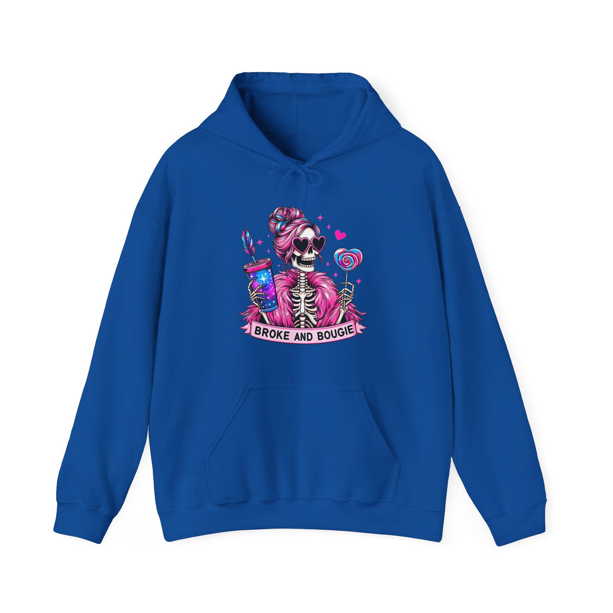 Sweat à capuche Broke and Bougie avec squelette - Sweat-shirt graphique mignon avec crâne rose