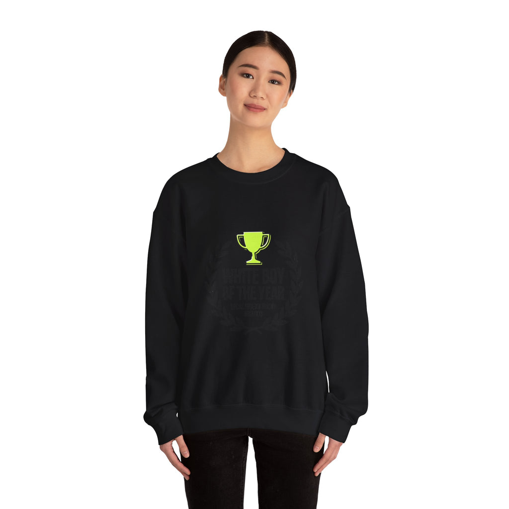 White Boy of the Year Sweatshirt | minimal meme, bold text