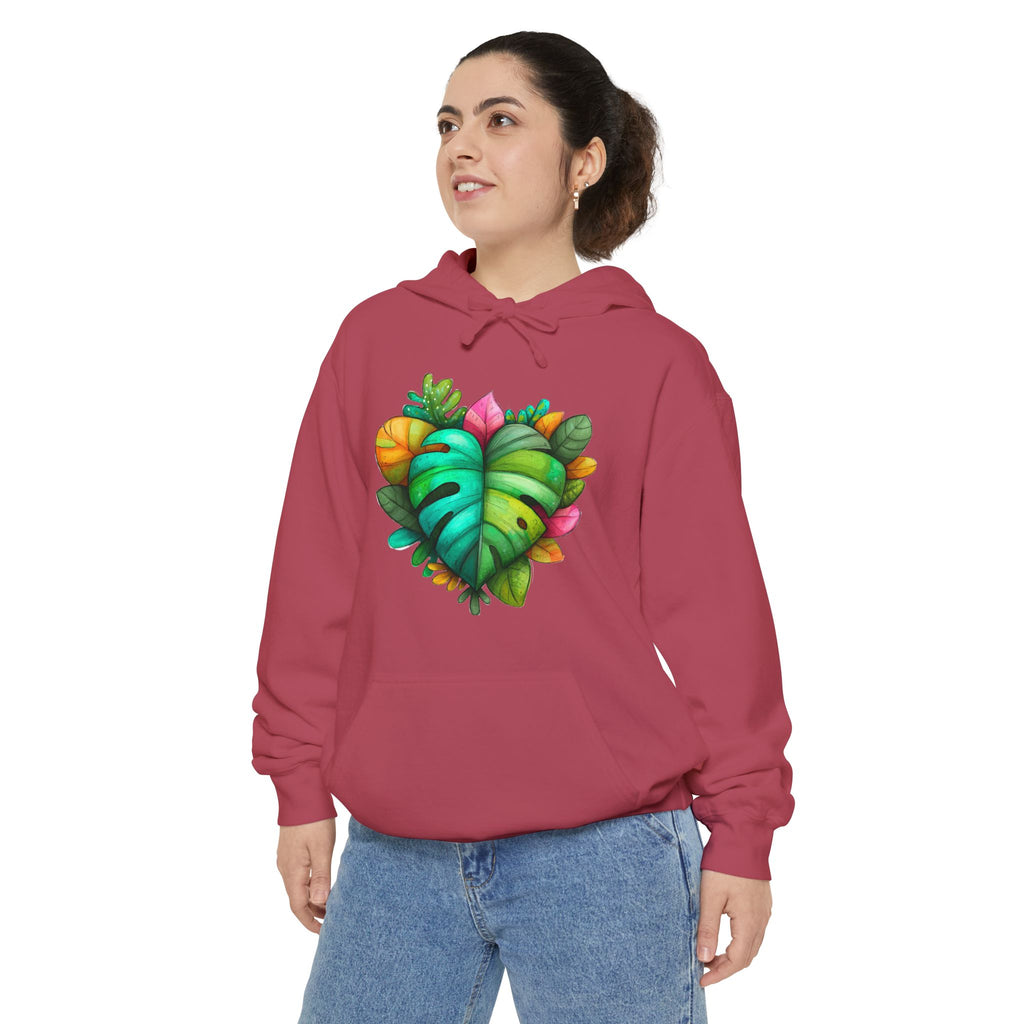 Leaf Heart Hoodie — Tropical Botanical Graphic Sweatshirt