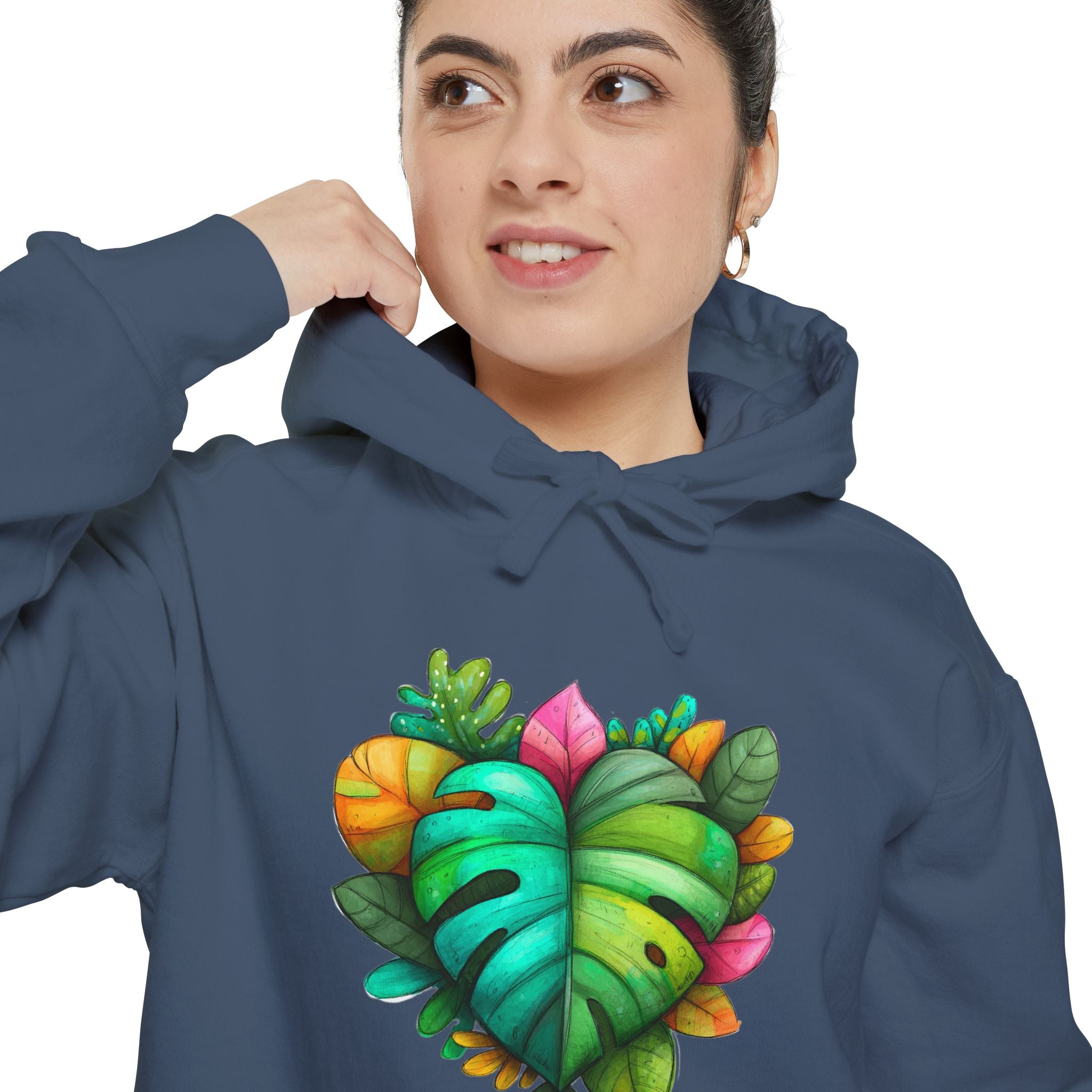 Leaf Heart Hoodie — Tropical Botanical Graphic Sweatshirt