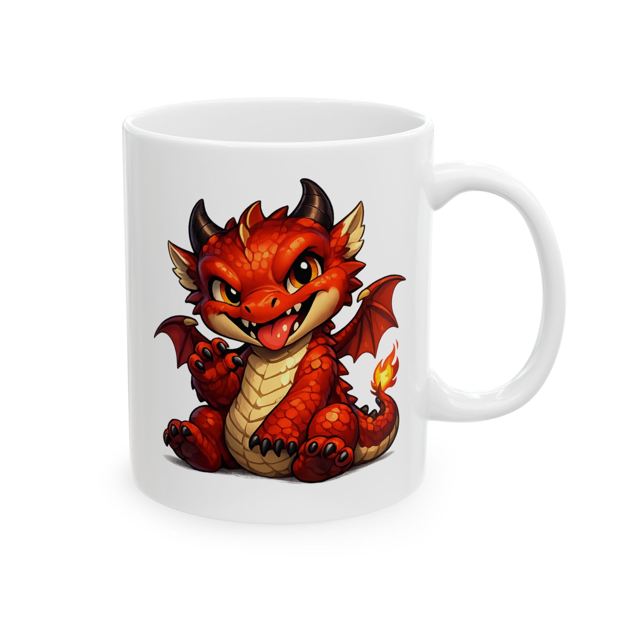 Red Baby Dragon Ceramic Mug — Cute Fantasy Coffee Cup (11oz & 15oz)