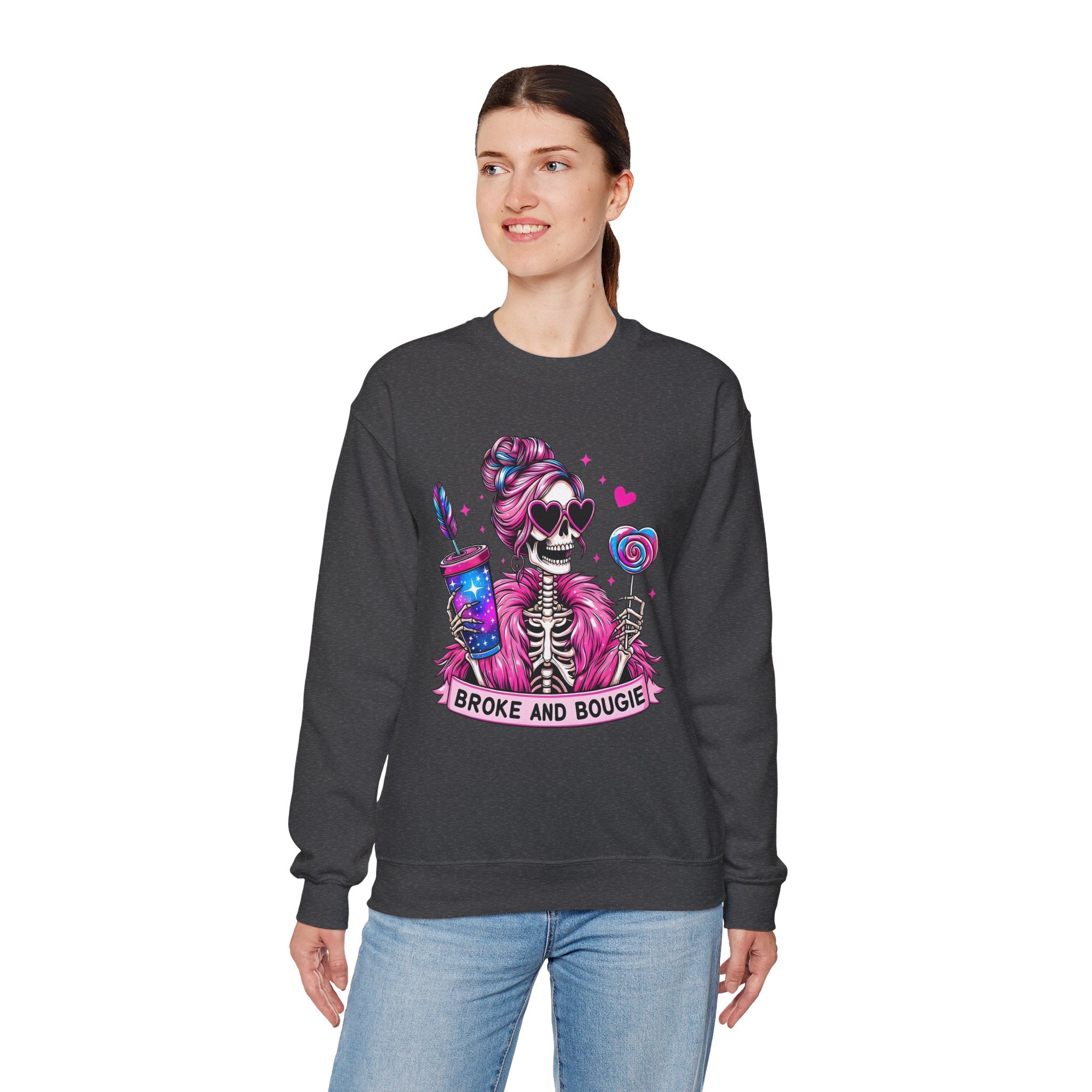 Broke and Bougie Skeleton Crewneck Sweatshirt