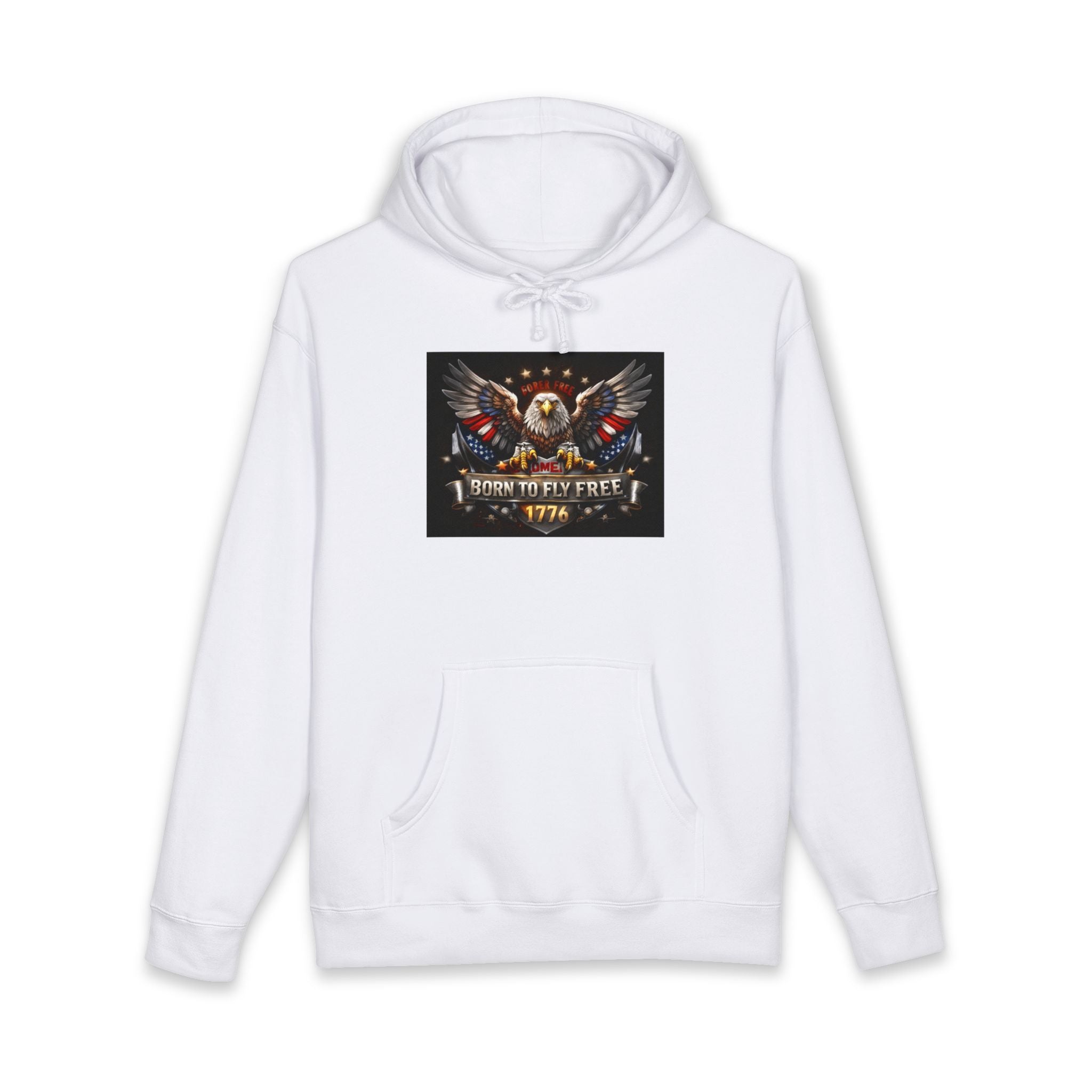 Patriotic Eagle Hoodie - "Born to Be Free 1776" American Flag Sweatshirt