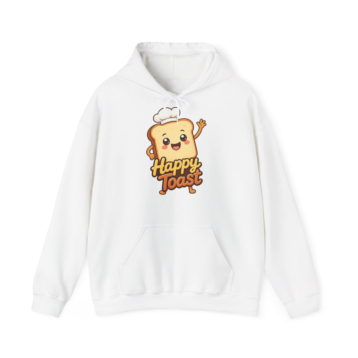 Happy Toast Cartoon Graphic Hoodie – Unisex Pullover