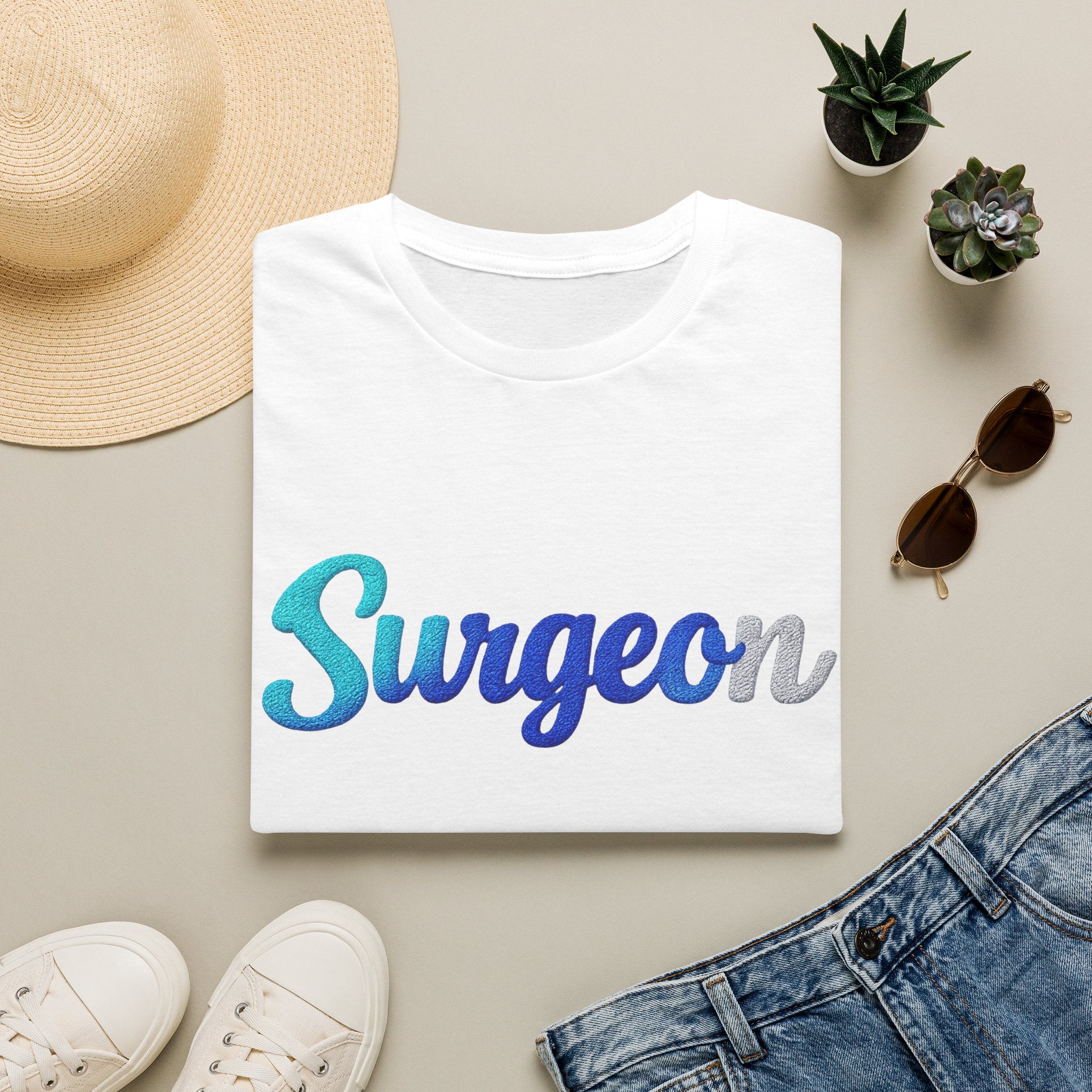 Surgeon Script T-Shirt — Blue Gradient Medical Pride Tee